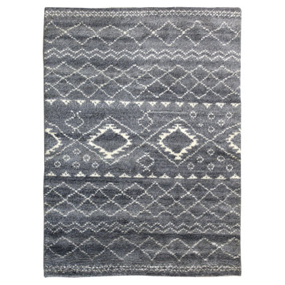 Tapis unique gris marocain / ivoire nouvel âge 5 pi 5 po x 7 pi 6 po Moroccan