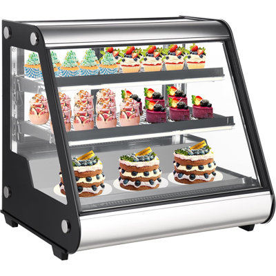 Commercial Refrigerator Display, 130L/4.6 Cu. FT Countertop Refrigerator Display Case, Commercial Fridge Display Refrigerator, Double-Layered Glass Display Refrigerator With LED Lights, Auto Defrost