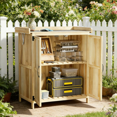 Banc de rempotage avec 2 portes (bois naturel)