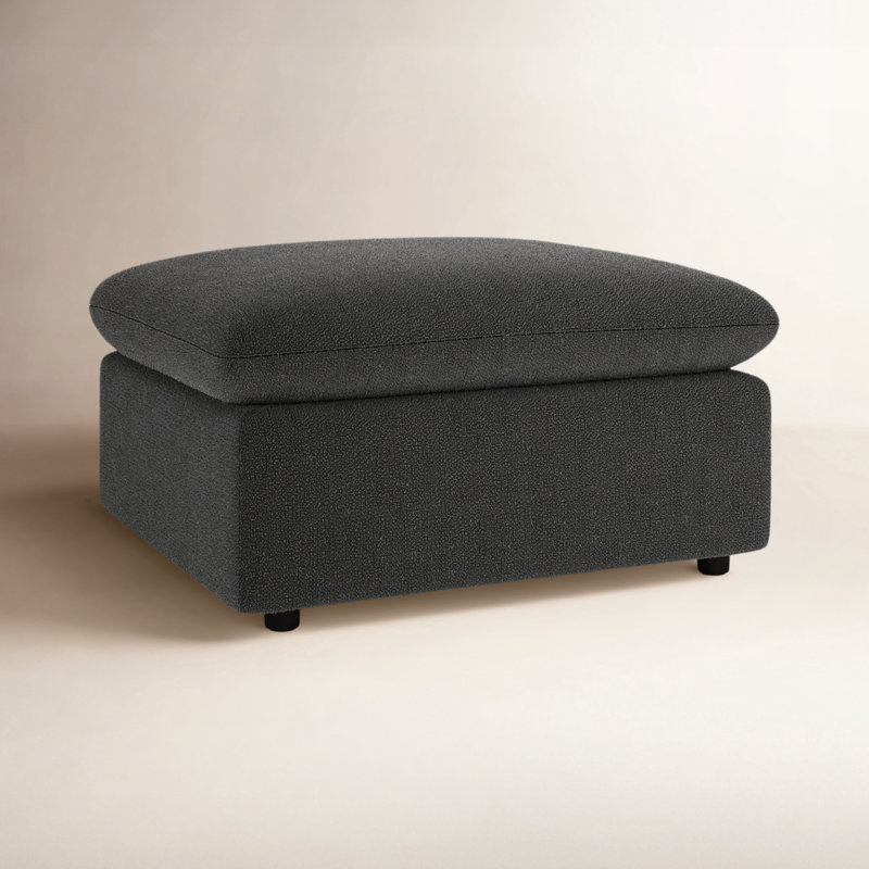 Kallie Upholstered Ottoman, Davis Smoke Bouclé