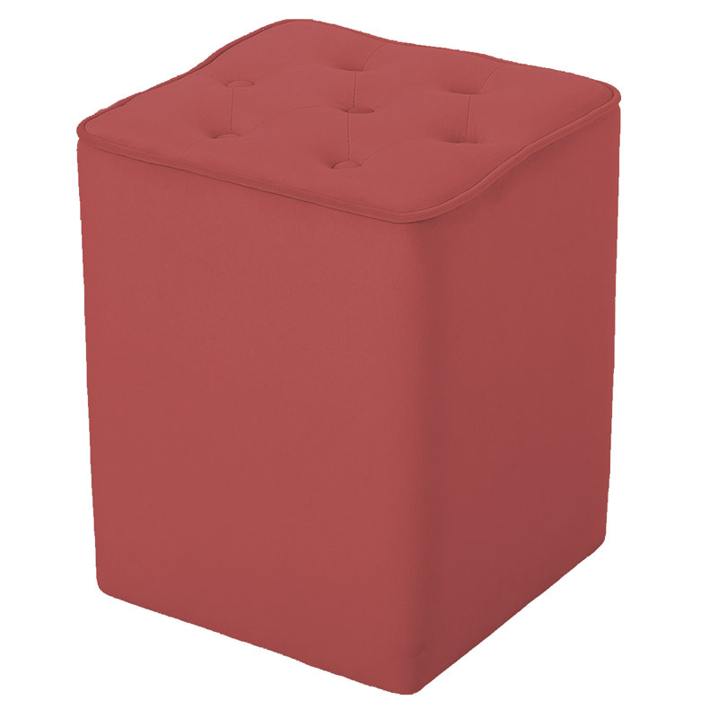 Hepler 40cm Wide Velvet Tufted Square Solid Colour Pouffe Ottoman, Burgundy