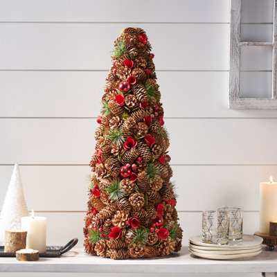 Arbre de table artificiel pré-décoré pomme de pin non éclairé