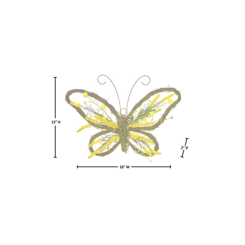 Couronne florale 18 po, Couronne de papillon jaune