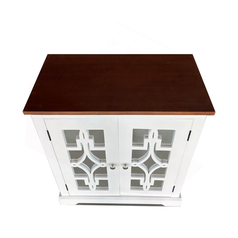 Armoire en bois massif avec porte miroir et tablette Logan