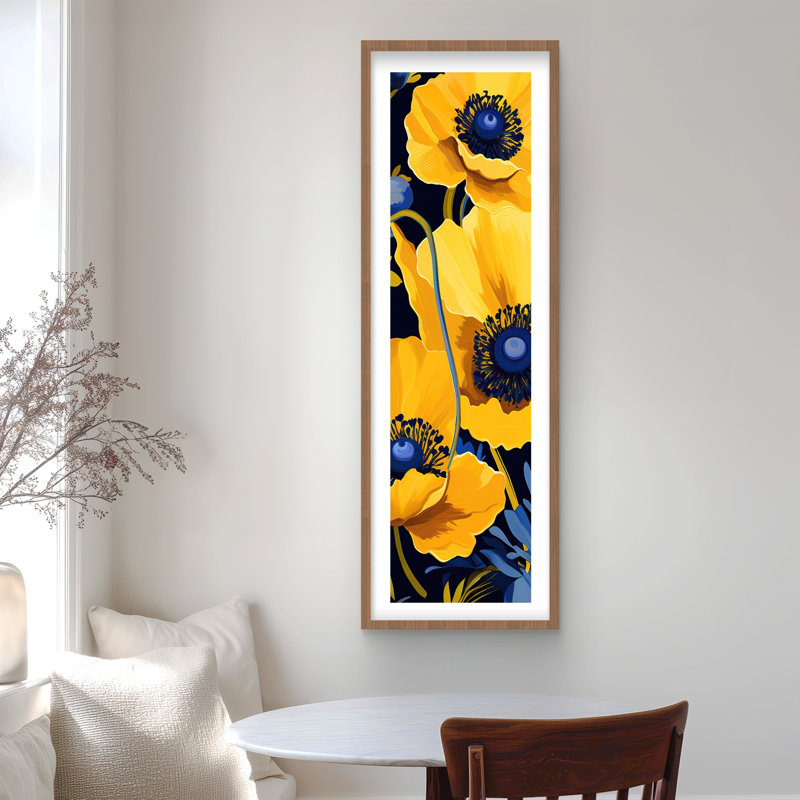 Impression botanique encadrée jaune et bleu | Décoration