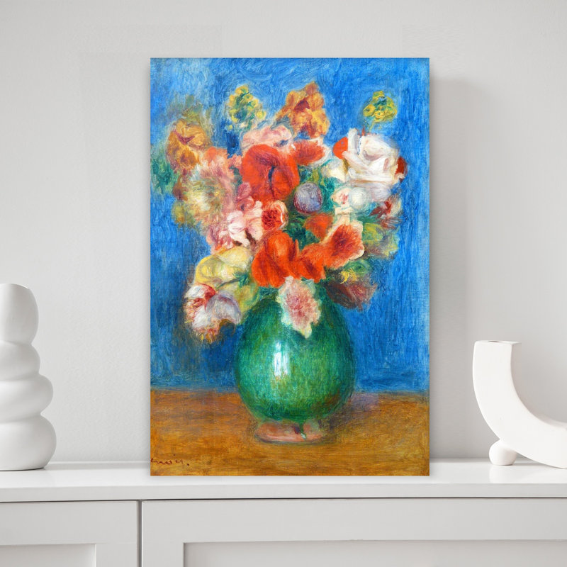 Vase avec fleurs, impression d'art contemporain classique coloré, H 18 po x l 12 po