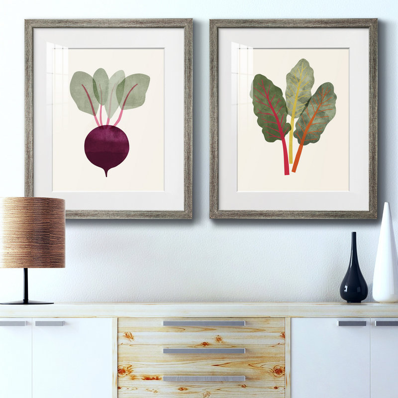 Organic Veg IX - ensemble de 2 reproductions d'art sur toile encadrées