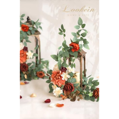 Boîte à fleurs artificielles 5 fleurs de style pour le bricolage décoration de mariage Bouquet centres de table allée arche fleur décoration nuptiale fête de douche décoration, ambre délicat