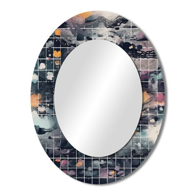 Blue And Orange Vibrant Paradoxes III - Blue Oval Wall Mirror Decor