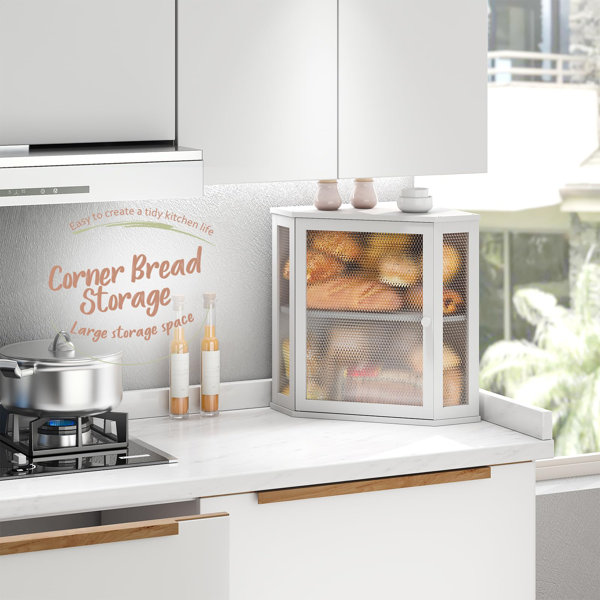 One Allium Way Corner Bread Box, Kitchen Countertop Large Capacity ...
