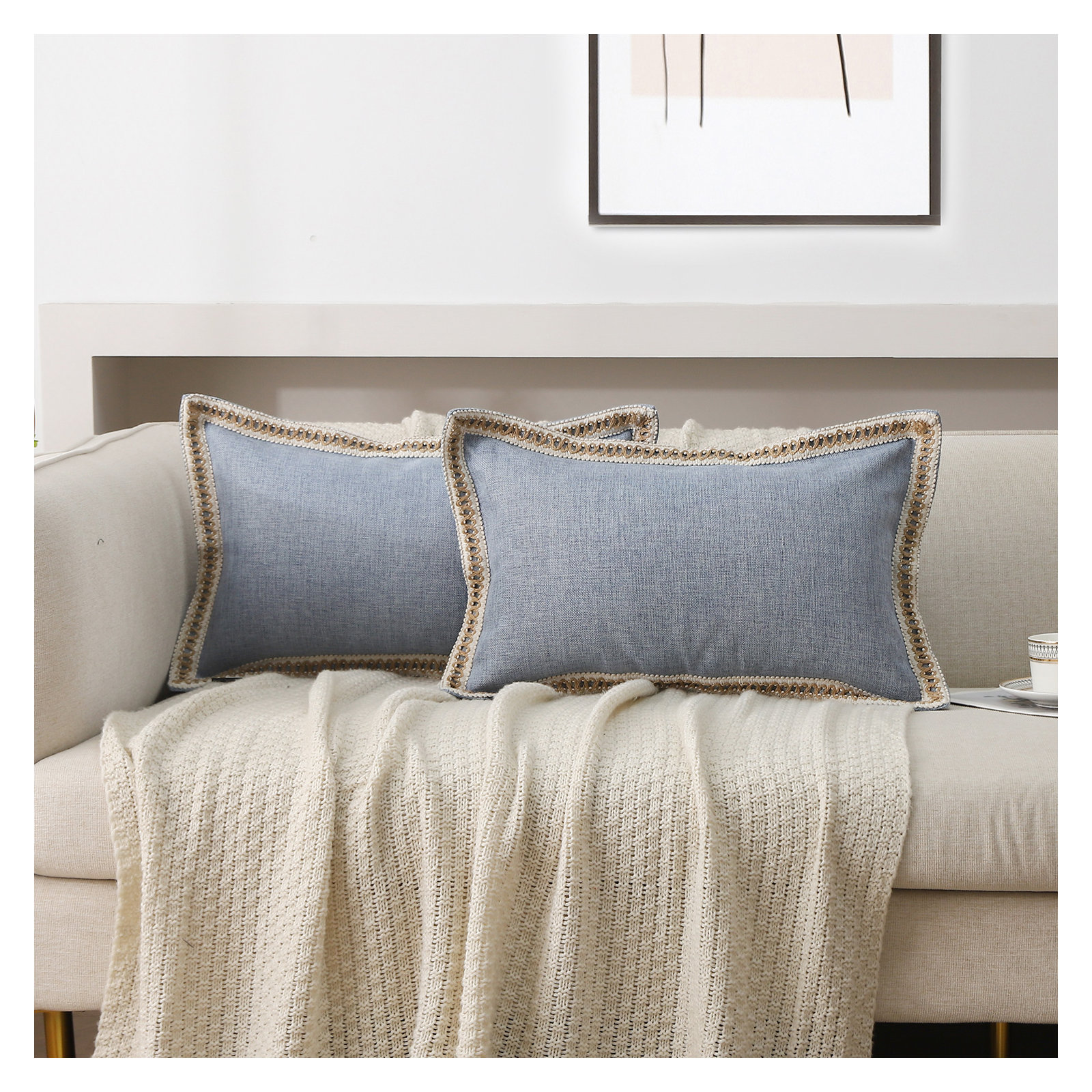 Color Pillow Cover, Blue, Rectangle 12"H x 20"W