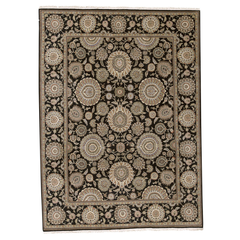 High-Quality Hand-Knotted Black Area Rug