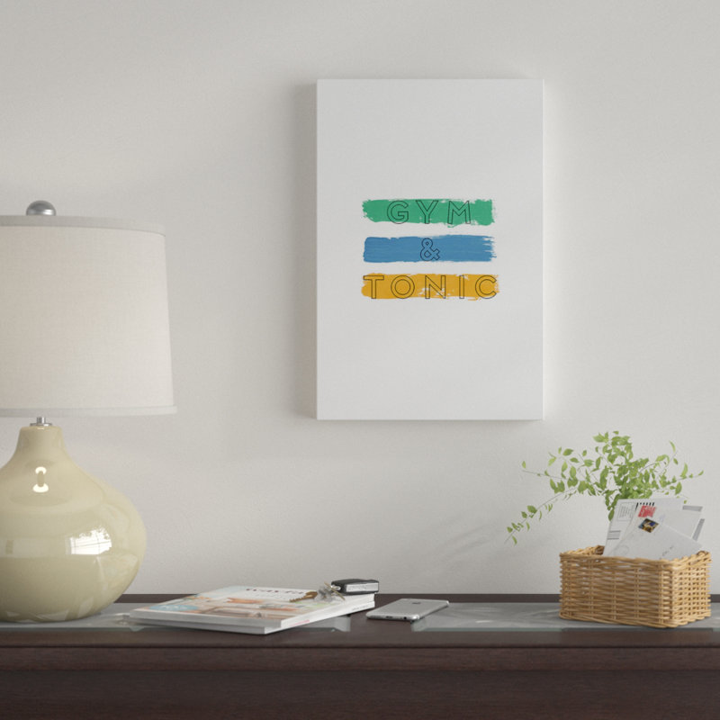 «Gym and Tonic», art textuel sur toile, H 12 po x l 8 po x P 0,75 po, Toile tendue, Pas de tapis