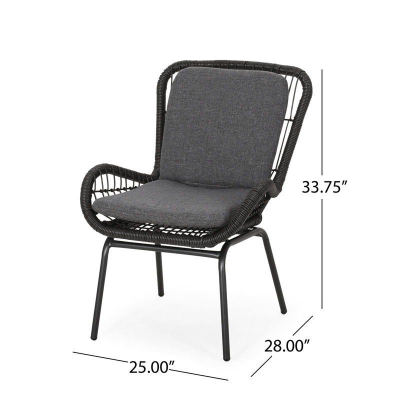 Chaise grise avec support en fer robuste et pieds imperméables Club Strong - Coussin