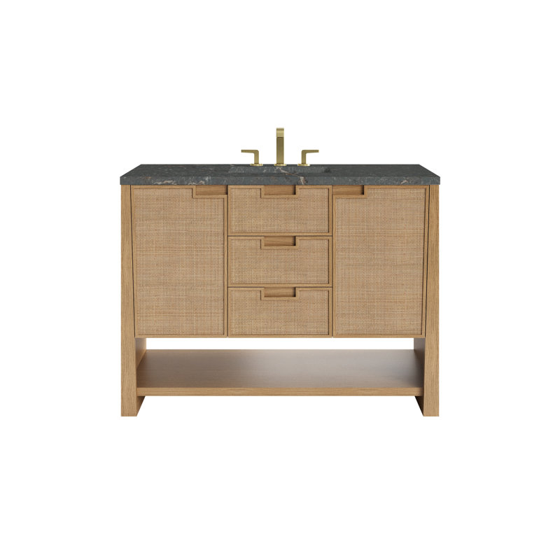 Solene 48'' Single Bathroom Vanity with Top, Parisien Bleu Quartz, Widespread