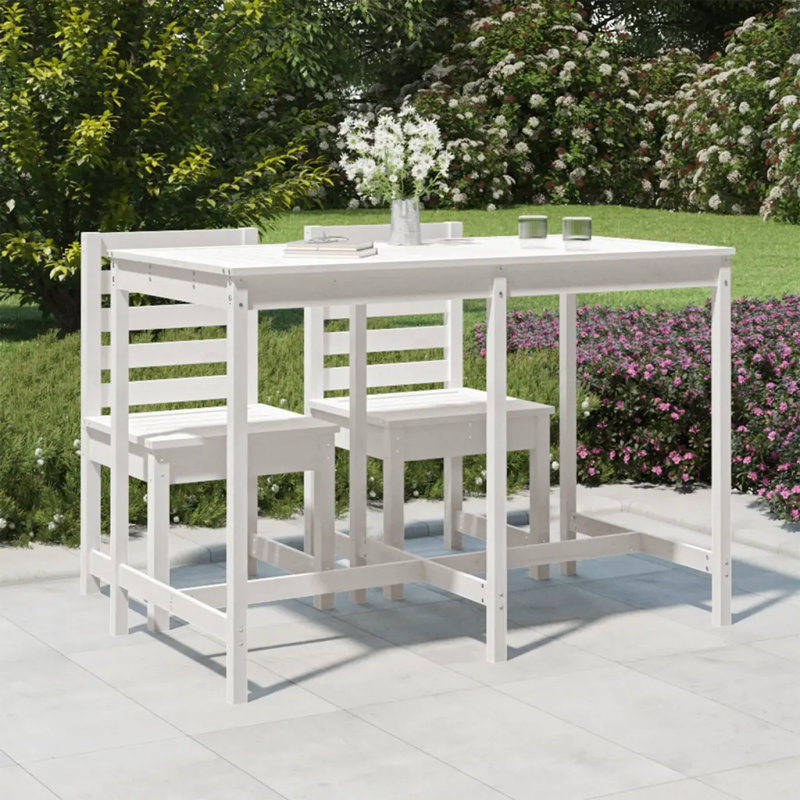 Vandever Rectangular Pine Outdoor Dining Table , cm W cm D, 110cm H x 159.5cm W x 82.5cm D, White
