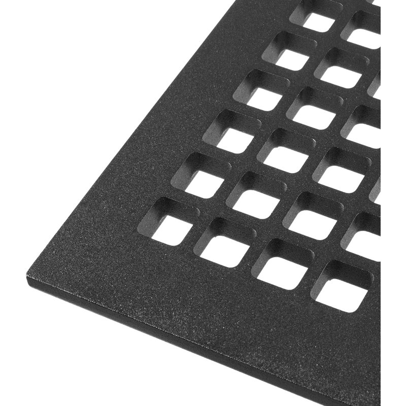 Grille carrée en aluminium Reggio, 6 po x 12 po, Noir