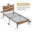 Single Size Bed Frame, Farmhouse Metal Platform Bedframe with Wood Headboard and Footboard, Heavy Duty Metal Slats Support, No Box Spring Needed, Easy to Assembly