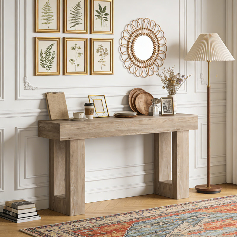 Wooden Sofa Console Table For Entryway, Mix Brown