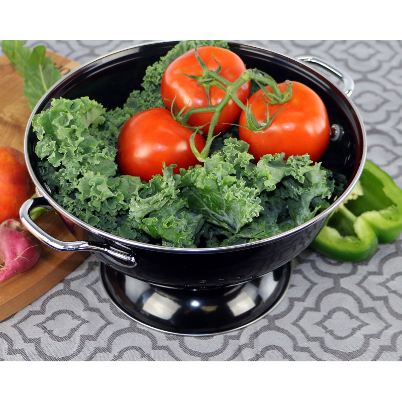 Prep & Savour Adame Steel Colander, Black, 3 QT