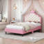 Lit princesse en cuir PU avec tête de lit capitonnée-106762666