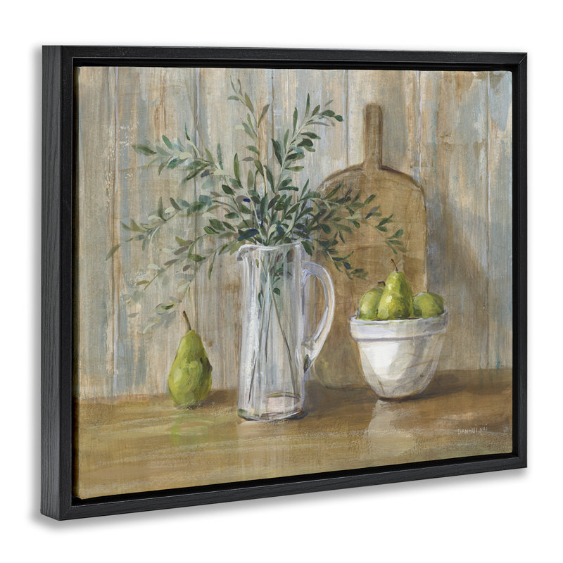 «August Grove® Rustic Pears Still Life», art de la giclée encadrée par Danhui Nai, Cadre flottant noir de jais
