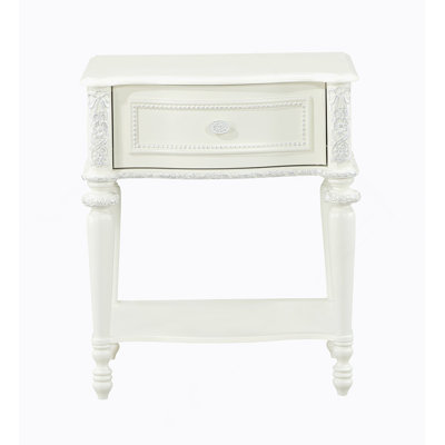 Ivory Finish Nightstand W/1 Drawer
