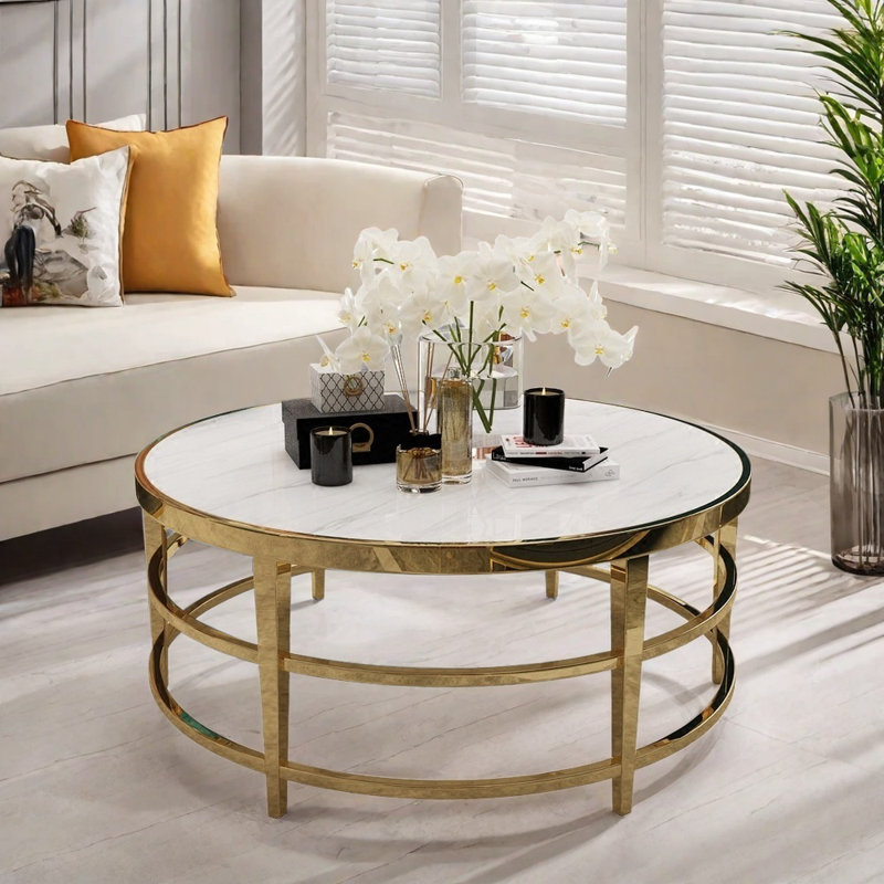 Table basse en acier inoxydable titane lisse
