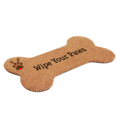 Dog Bone Shape Wipe Your Paws Reindeer, 24" x 36"