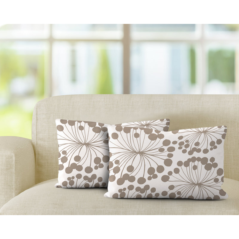 Polyester / Mélange de polyester Housse de coussin rectangulaire intérieure / extérieure lombaire et insert, Beige