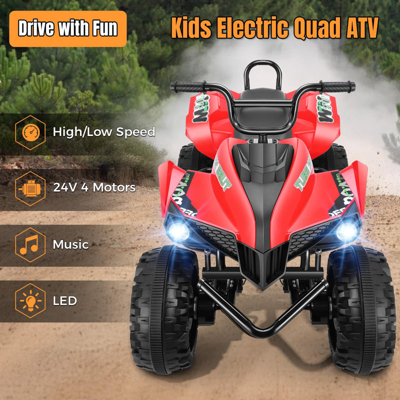 VTT 24 roues 4 roues pour enfants, véhicule tout-terrain 2 places pour les 6 à 12 ans, Bleu