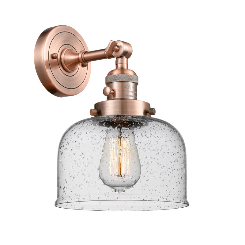 Applique murale 1 lumière 8 po Bell, Ampoule à DEL rétro de 3,5 W, Grainé, Cuivre antique