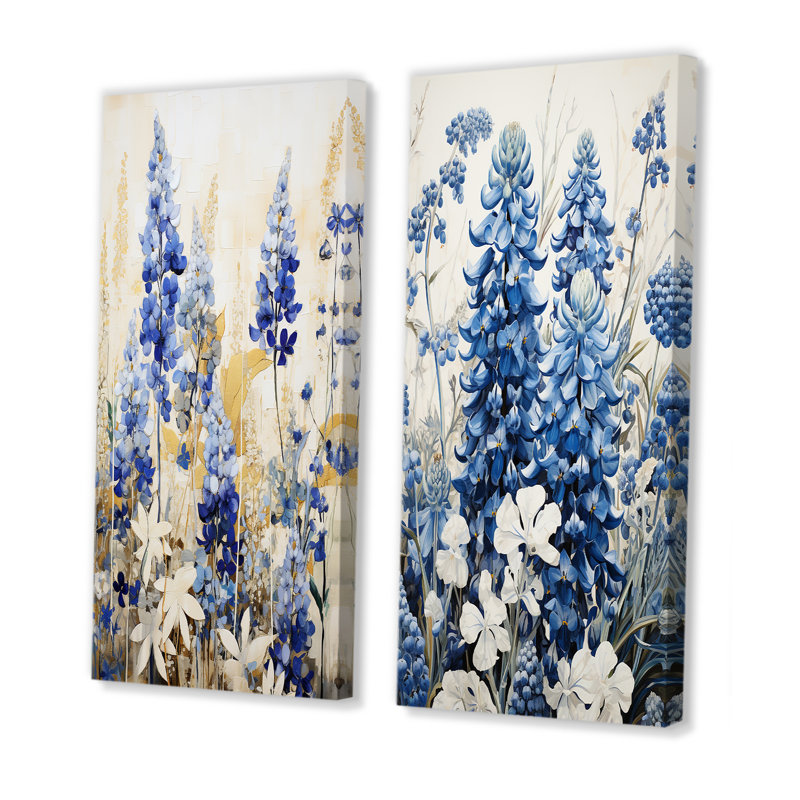 Blue Bonnets Simplicity Meadow - ensemble de 2 impressions sur toile Blue Bonnets, H 40 po x l 41 po, Toile tendue