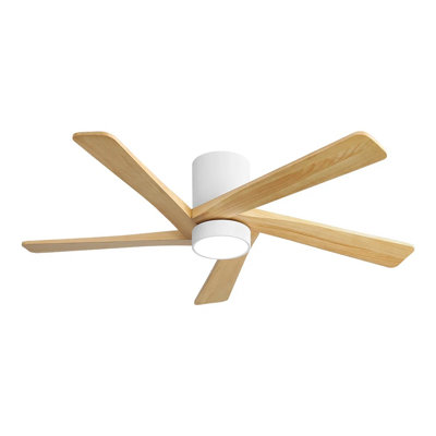 48" 5 Solid Wood Blades Indoor Ceiling Fan With Light Kit And Remote