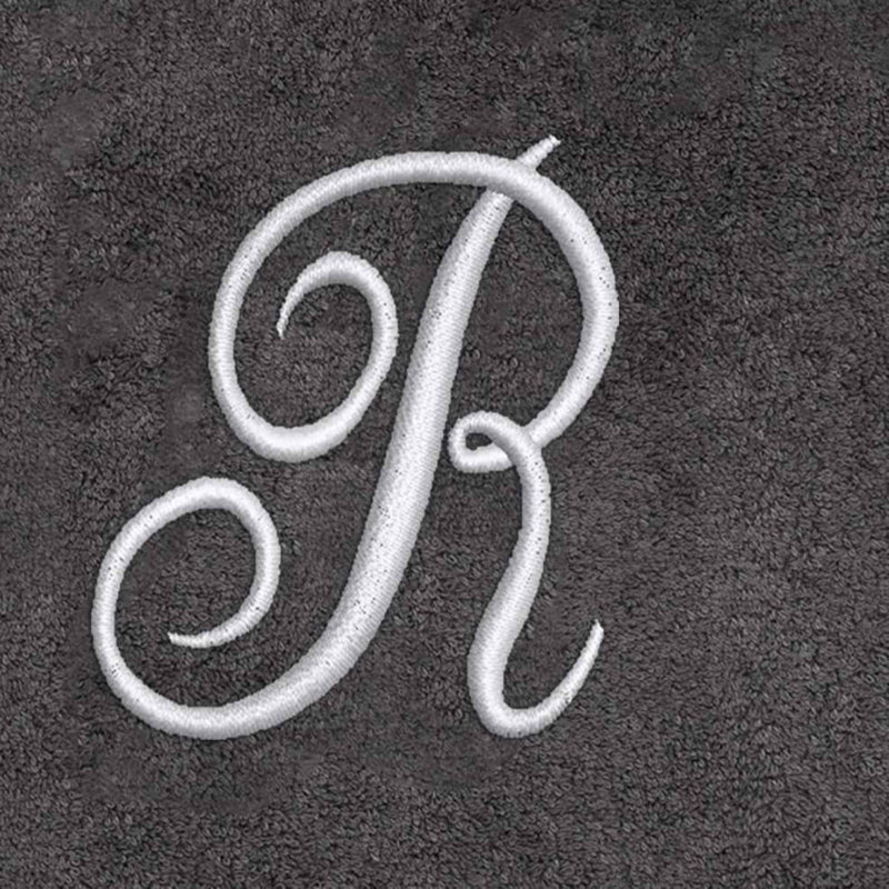 Winston Porter Granite/Silver Script Monogram Bath Towel Letter R | Wayfair