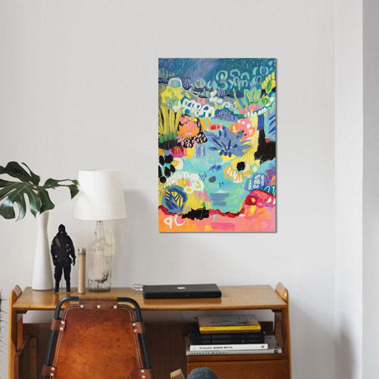 « fantaisiste étang iii », reproduction sur toile, H 18 po x l 12 po x P 1,5 po, Toile tendue, Pas de tapis