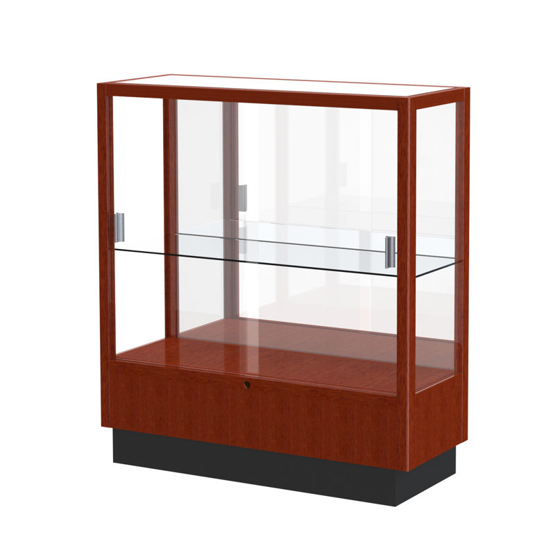 Heritage Honey Maple and Clear Glass Display Case with Adjustable Shelves