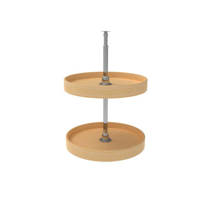 Natural Wood Full-Circle 2-Shelf Lazy Susans for Corner Wall Cabinets