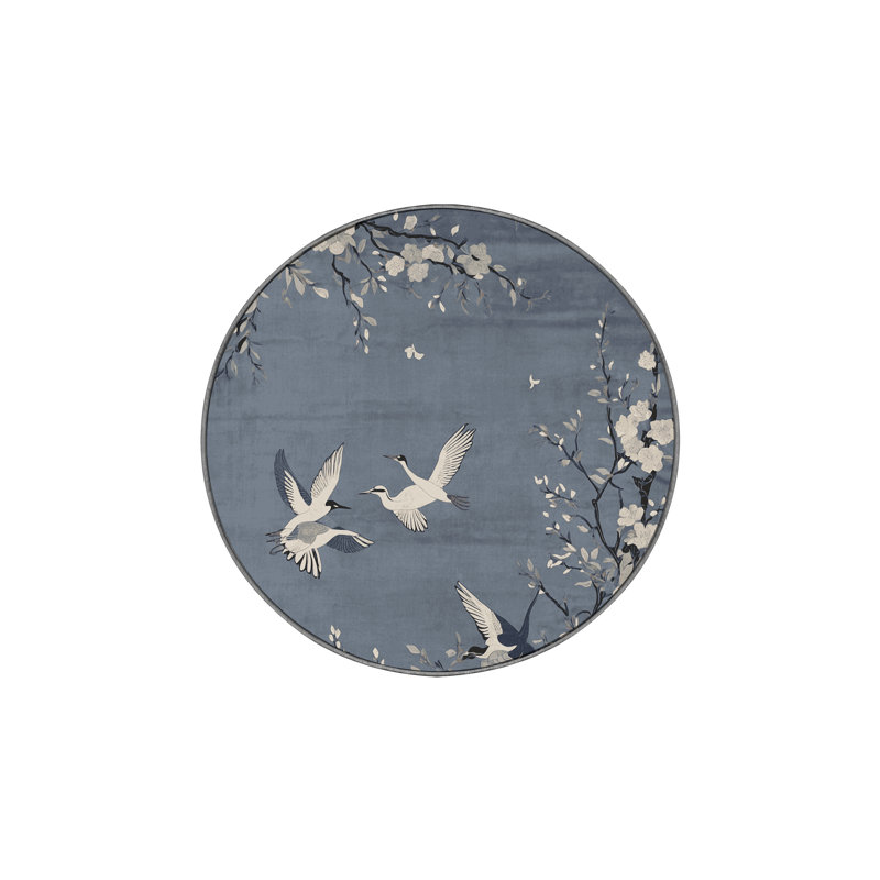 Machine Washable Gray Area Rug, Round 8'