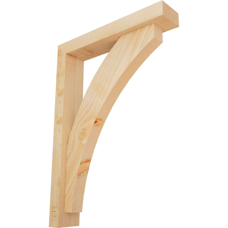 Thorton Block Bracket with Offset Brace, 28 x 20, 4"W Douglas Fir (Rough Sawn)