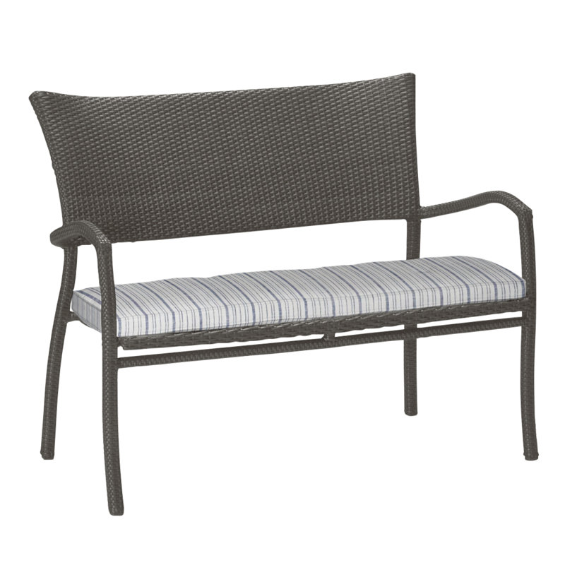 Skye Wicker Garden Bench, Slate Gray, Intermix Bark, Welt