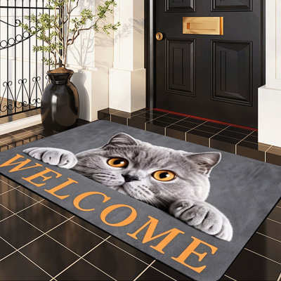  Tapis d'entrée antidérapant pour l'extérieur, 16 po x 24 po, mignon chien en peluche