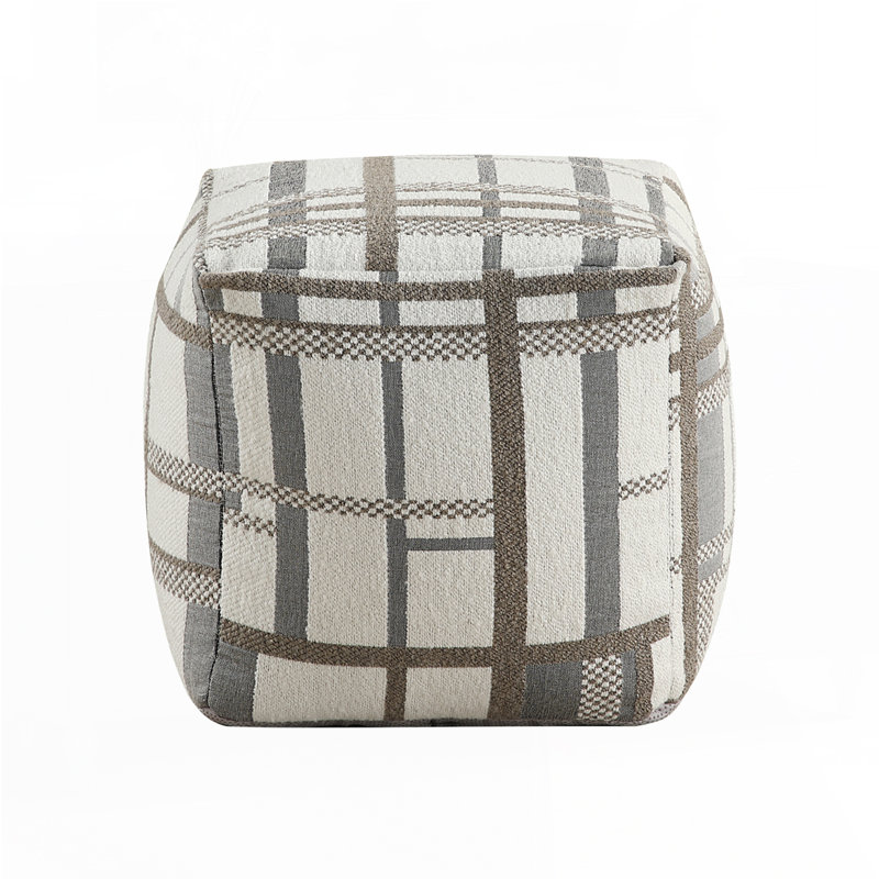 Ari 16" Modern & Contemporary Jacquard Fabric Pouf with Durable Polystyrene Bead Filling & Textured Pattern Design