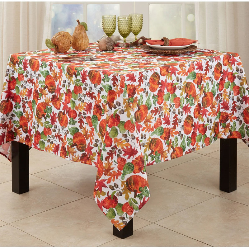 Autumn Pumpkin Foliage Rectangular Fabric Tablecloth