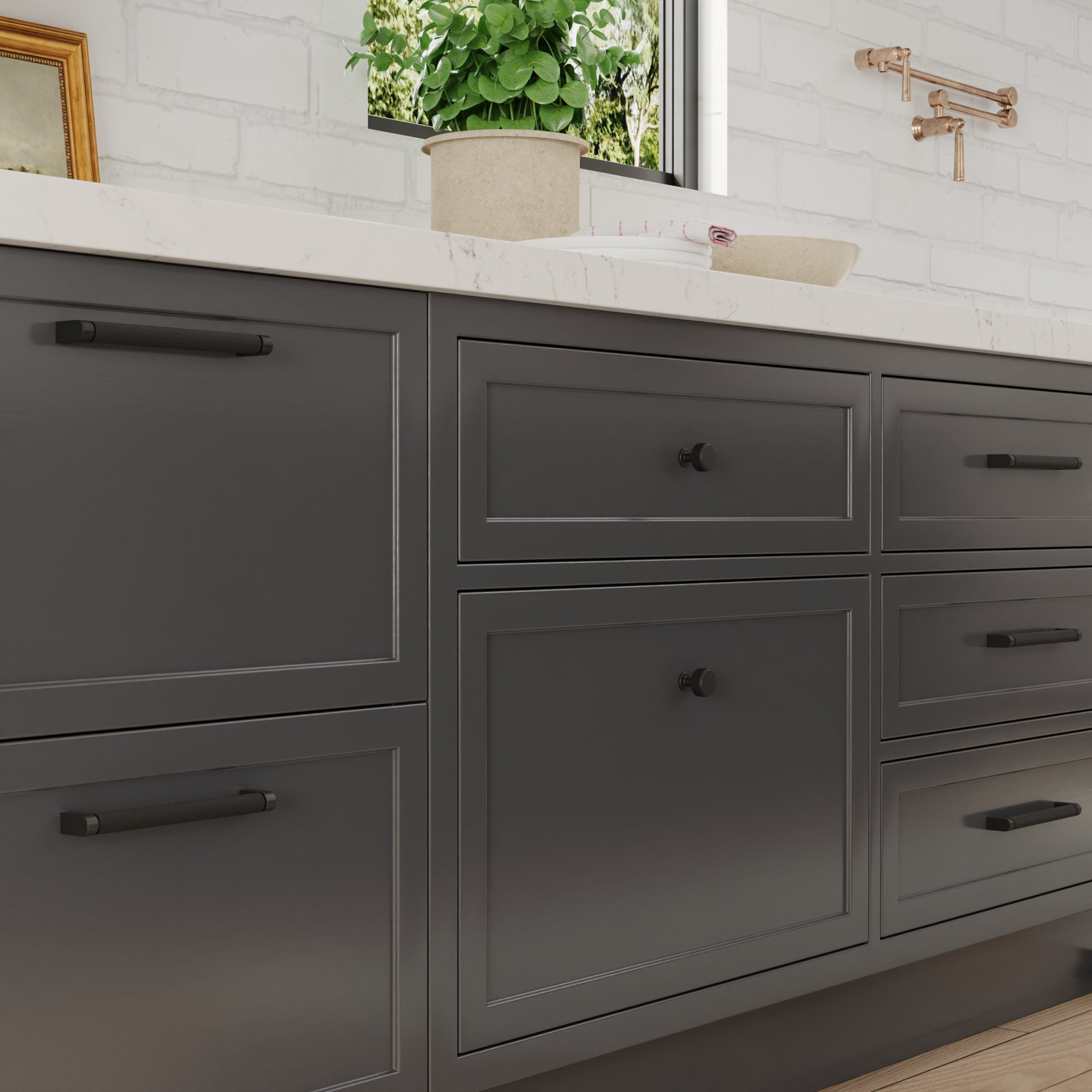Kent Knurled Cabinet Bar Pull, Matte Black, 7"