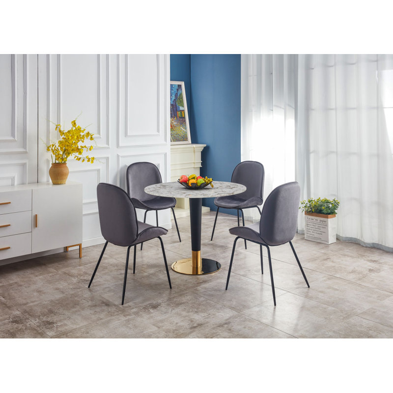 Southbridge Round Dining Table with Steel Base, 75 x 80 x 80cm, White, Black