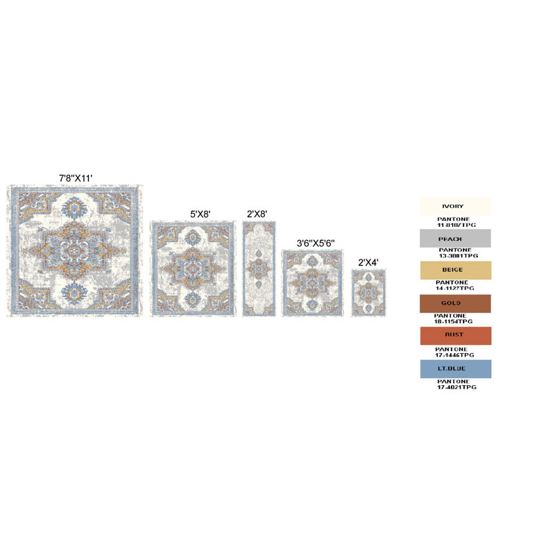 Tapis oriental gris clair / brun / bleu clair, Tapis de couloir 2 pi x 8 pi