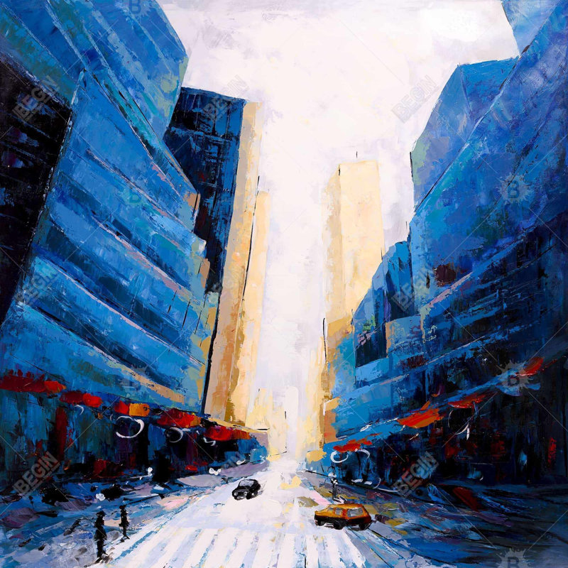asymmetrical street - 32"x32" art on canvas