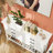 6 Drawers White Wooden Console Table With Open Storage Shelf
