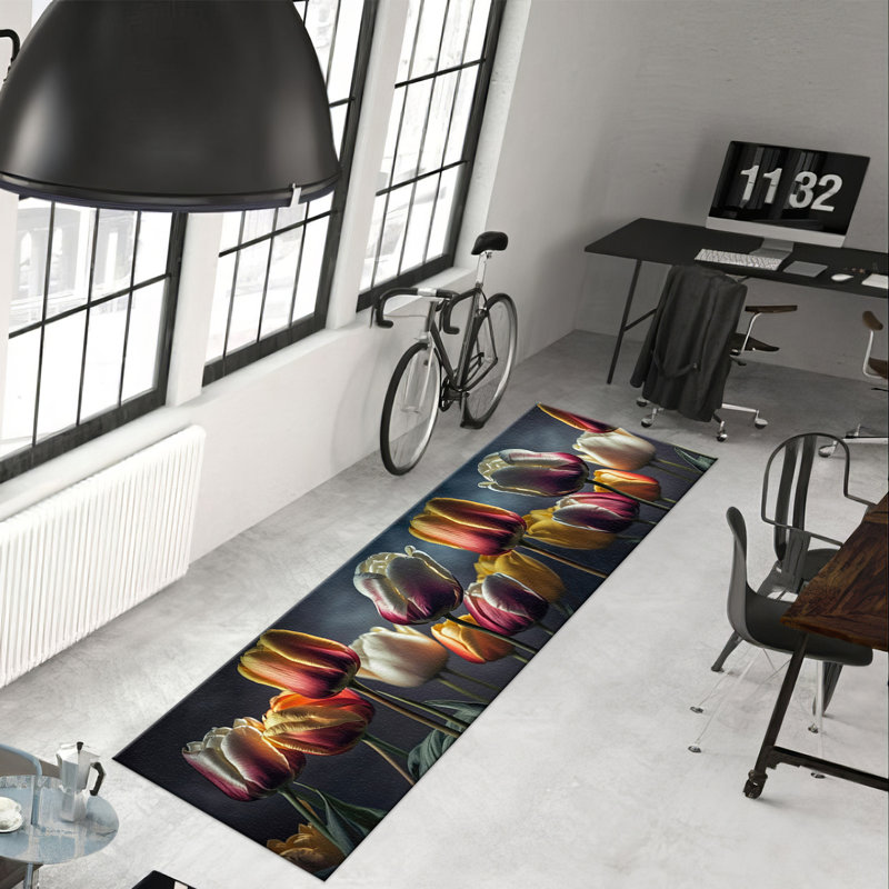 Floral Elegance Non-Woven Soft Printed Rug Showcasing Diverse Color Palette and Artistic Patterns for Modern Homes